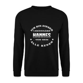 Legendärer Hannes lustiger vorname Name - Unisex Pullover - Schwarz - Vorne - Alina (178cm) & Michal (187cm)