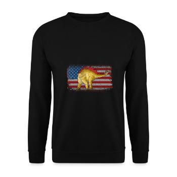 Stegosaurus Dinosaurier Kinder Dino Geschenk - Unisex Pullover - Schwarz - Vorne - Alina (178cm) & Michal (187cm)