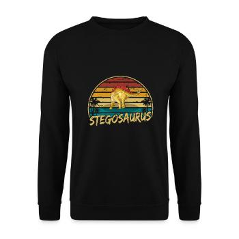 Stegosaurus Dinosaurier Kinder Dino Geschenk - Unisex Pullover - Schwarz - Vorne - Alina (178cm) & Michal (187cm)
