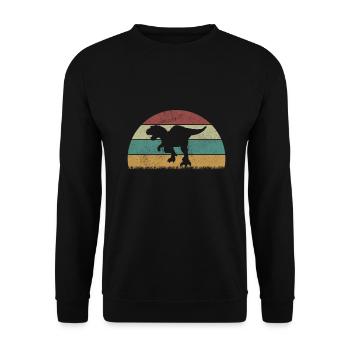 Tyrannosaurus Dinosaur Children Dino Gift - Unisex Sweatshirt - black - Front - Alina (178cm) & Michal (187cm)
