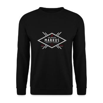 Grillmeister Markus Vorname Name - Unisex Pullover - Schwarz - Vorne - Alina (178cm) & Michal (187cm)