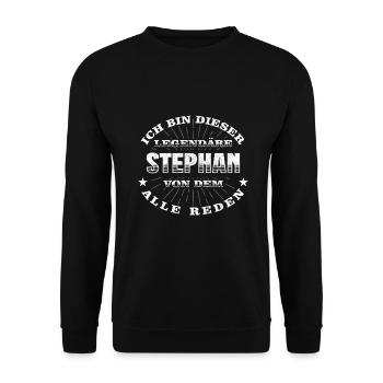 Legendärer Stephan lustiger vorname Name - Unisex Pullover - Schwarz - Vorne - Alina (178cm) & Michal (187cm)