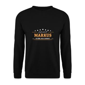 Professionell Markus Name Vorname - Unisex Pullover - Schwarz - Vorne - Alina (178cm) & Michal (187cm)