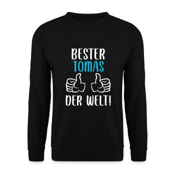 Tomas Vorname Name Geburtstag - Unisex Pullover - Schwarz - Vorne - Alina (178cm) & Michal (187cm)