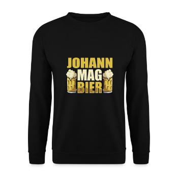 Johann mag Bier Name Geburtstag - Unisex Pullover - Schwarz - Vorne - Alina (178cm) & Michal (187cm)