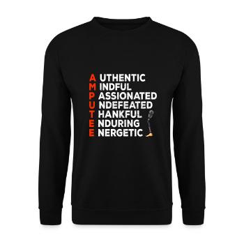Leg surgery wheelchair lost leg - Unisex Sweatshirt - black - Front - Alina (178cm) & Michal (187cm)