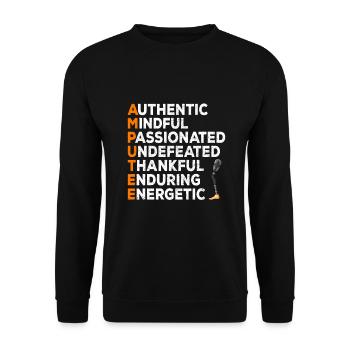Leg surgery wheelchair lost leg - Unisex Sweatshirt - black - Front - Alina (178cm) & Michal (187cm)