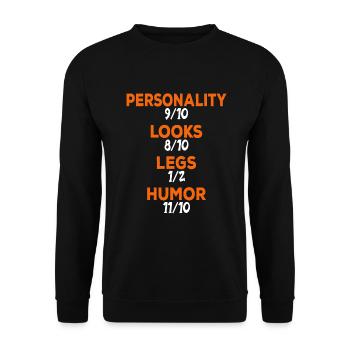 Leg surgery wheelchair lost leg - Unisex Sweatshirt - black - Front - Alina (178cm) & Michal (187cm)