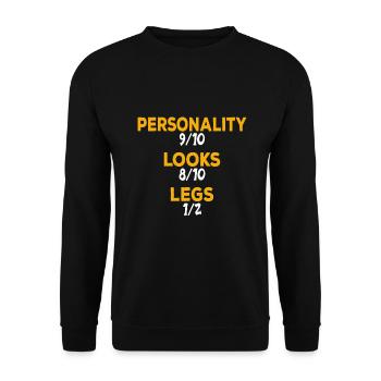 Leg surgery wheelchair lost leg - Unisex Sweatshirt - black - Front - Alina (178cm) & Michal (187cm)