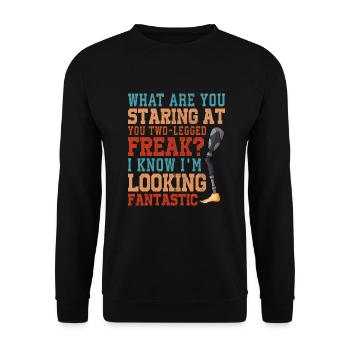 Leg surgery wheelchair lost leg - Unisex Sweatshirt - black - Front - Alina (178cm) & Michal (187cm)