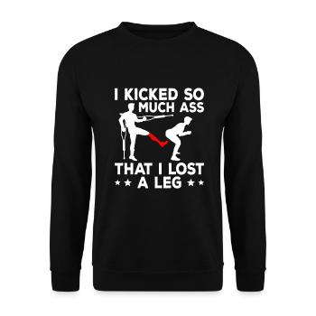 Leg surgery wheelchair lost leg - Unisex Sweatshirt - black - Front - Alina (178cm) & Michal (187cm)