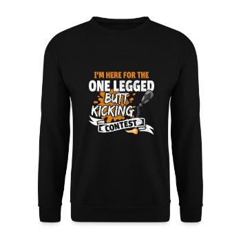 Leg surgery wheelchair lost leg - Unisex Sweatshirt - black - Front - Alina (178cm) & Michal (187cm)