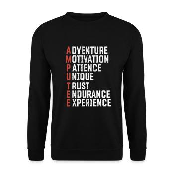 Leg surgery wheelchair lost leg - Unisex Sweatshirt - black - Front - Alina (178cm) & Michal (187cm)