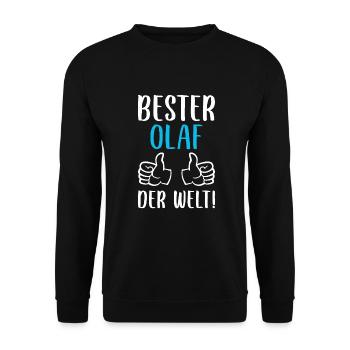 Olaf Vorname Name Geburtstag - Unisex Pullover - Schwarz - Vorne - Alina (178cm) & Michal (187cm)