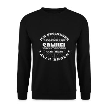 Legendärer Samuel lustiger vorname Name - Unisex Pullover - Schwarz - Vorne - Alina (178cm) & Michal (187cm)