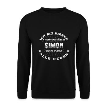 Legendärer Simon lustiger vorname Name - Unisex Pullover - Schwarz - Vorne - Alina (178cm) & Michal (187cm)