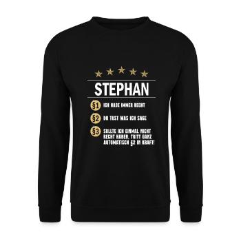 Stephan Habe immer Recht Namenstag - Unisex Pullover - Schwarz - Vorne - Alina (178cm) & Michal (187cm)