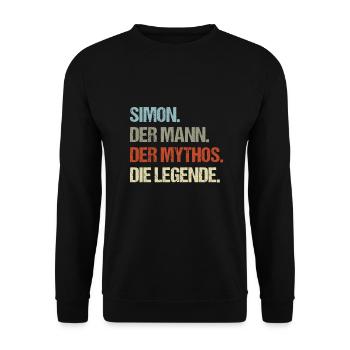 Simon der Mann der Mythos die Legende - Unisex Pullover - Schwarz - Vorne - Alina (178cm) & Michal (187cm)