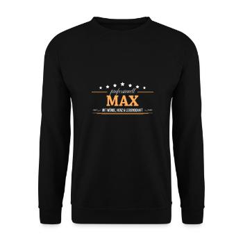 Professionell Max Name Vorname - Unisex Pullover - Schwarz - Vorne - Alina (178cm) & Michal (187cm)