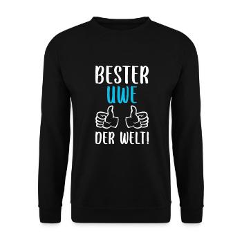 Uwe Vorname Name Geburtstag - Unisex Pullover - Schwarz - Vorne - Alina (178cm) & Michal (187cm)