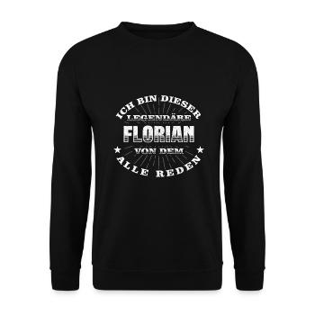 Legendärer Florian lustiger vorname Name - Unisex Pullover - Schwarz - Vorne - Alina (178cm) & Michal (187cm)