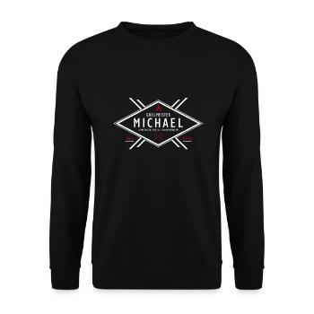 Grillmeister Michael Vorname Name - Unisex Pullover - Schwarz - Vorne - Alina (178cm) & Michal (187cm)