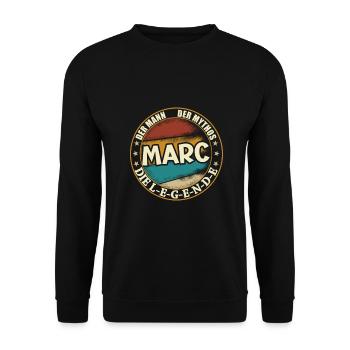 Marc Vorname Name Geburtstag - Unisex Pullover - Schwarz - Vorne - Alina (178cm) & Michal (187cm)