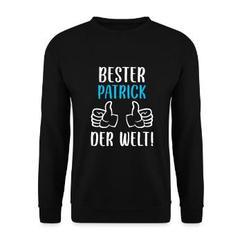 Patrick Vorname Name Geburtstag - Unisex Pullover - Schwarz - Vorne - Alina (178cm) & Michal (187cm)