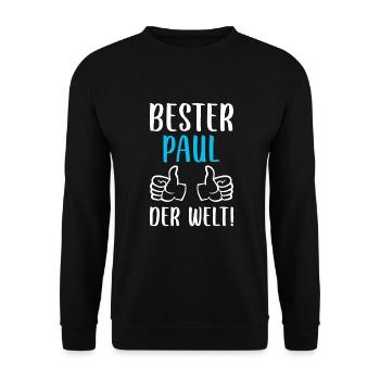 Paul Vorname Name Geburtstag - Unisex Pullover - Schwarz - Vorne - Alina (178cm) & Michal (187cm)