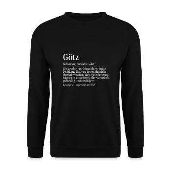 Götz Definition Namenstag Geburtstag Name - Unisex Pullover - Schwarz - Vorne - Alina (178cm) & Michal (187cm)