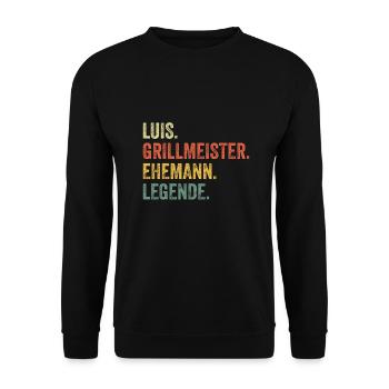 Luis Grillmeister Ehemann Vorname Grillen - Unisex Pullover - Schwarz - Vorne - Alina (178cm) & Michal (187cm)