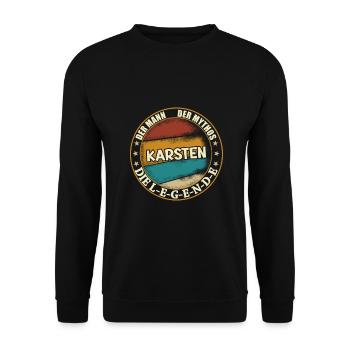 Karsten Vorname Name Geburtstag - Unisex Pullover - Schwarz - Vorne - Alina (178cm) & Michal (187cm)