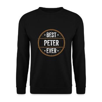 Best Peter Ever Vorname Name Geschenk - Unisex Pullover - Schwarz - Vorne - Alina (178cm) & Michal (187cm)
