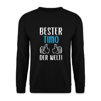 Timo Vorname Name Geburtstag - Unisex Pullover - Schwarz - Vorne - Alina (178cm) & Michal (187cm)