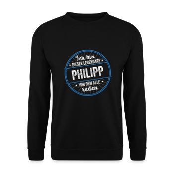 Ich bin dieser legendärer Philipp Name - Unisex Pullover - Schwarz - Vorne - Alina (178cm) & Michal (187cm)