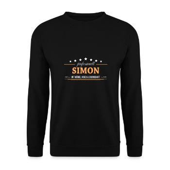 Professionell Simon Name Vorname - Unisex Pullover - Schwarz - Vorne - Alina (178cm) & Michal (187cm)