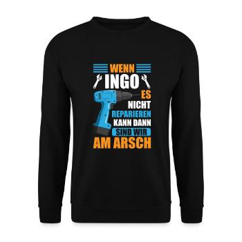Ingo Vorname Name Geburtstag Reparieren - Unisex Pullover - Schwarz - Vorne - Alina (178cm) & Michal (187cm)