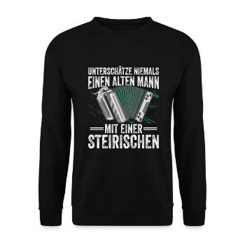 Steirische Harmonika Quetschn Ziachorgel - Unisex Pullover - Schwarz - Vorne - Alina (178cm) & Michal (187cm)