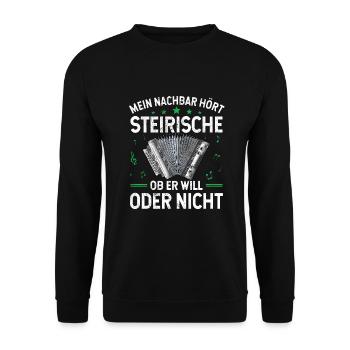 Steirische Harmonika Quetschn Ziachorgel - Unisex Pullover - Schwarz - Vorne - Alina (178cm) & Michal (187cm)