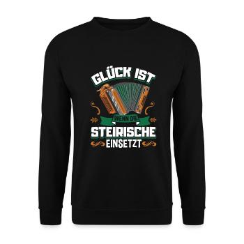 Steirische Harmonika Quetschn Ziachorgel - Unisex Pullover - Schwarz - Vorne - Alina (178cm) & Michal (187cm)