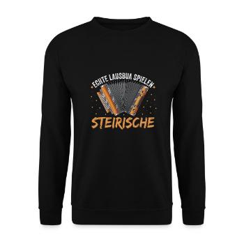 Steirische Harmonika Quetschn Ziachorgel - Unisex Pullover - Schwarz - Vorne - Alina (178cm) & Michal (187cm)