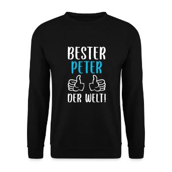 Peter Vorname Name Geburtstag - Unisex Pullover - Schwarz - Vorne - Alina (178cm) & Michal (187cm)