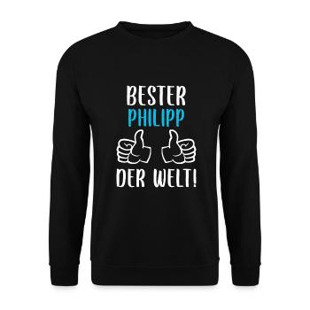 Philipp Vorname Name Geburtstag - Unisex Pullover - Schwarz - Vorne - Alina (178cm) & Michal (187cm)