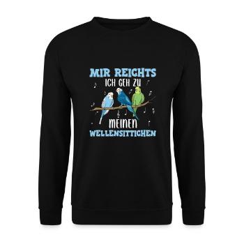 Wellensittich Nymphensittich Papagei Vogelkäfig - Unisex Pullover - Schwarz - Vorne - Alina (178cm) & Michal (187cm)