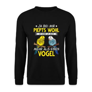 Wellensittich Nymphensittich Papagei Vogelkäfig - Unisex Pullover - Schwarz - Vorne - Alina (178cm) & Michal (187cm)