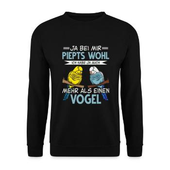 Wellensittich Nymphensittich Papagei Vogelkäfig - Unisex Pullover - Schwarz - Vorne - Alina (178cm) & Michal (187cm)