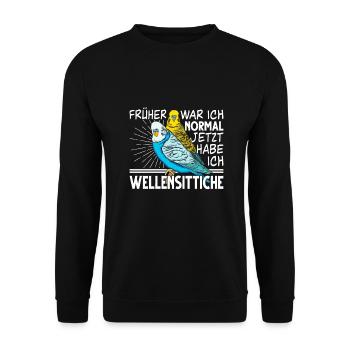 Wellensittich Vogel - Unisex Pullover - Schwarz - Vorne - Alina (178cm) & Michal (187cm)