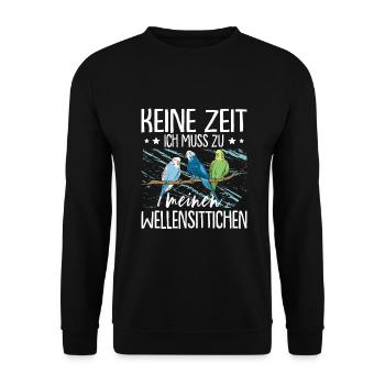 Wellensittich Vogel - Unisex Pullover - Schwarz - Vorne - Alina (178cm) & Michal (187cm)