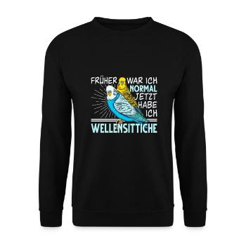 Wellensittich Vogel - Unisex Pullover - Schwarz - Vorne - Alina (178cm) & Michal (187cm)