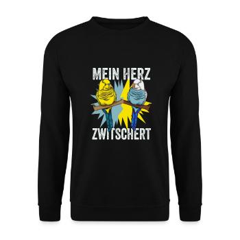 Wellensittich Vogel - Unisex Pullover - Schwarz - Vorne - Alina (178cm) & Michal (187cm)